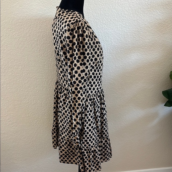 Who What Wear Neutral Polka Dot Balloon Long Sleeve Linen Mini Dress 00137 - Picture 7 of 10